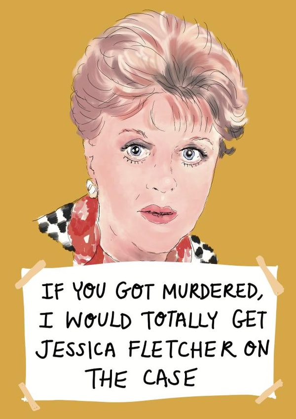 Jessica Fletcher Murder She Wrote card created by Rosie Johnson Illustrates