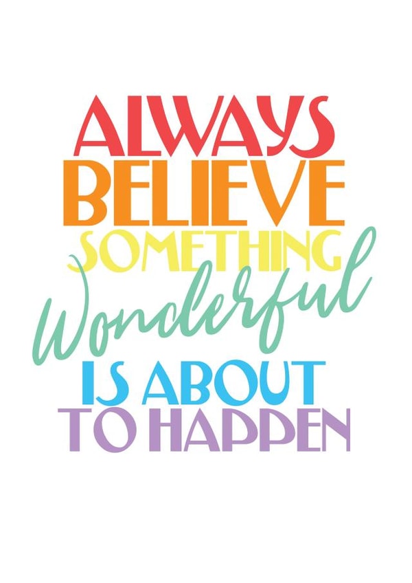 wonderful about to happen Just because Card 6988 created by The Happy Little Print Shop