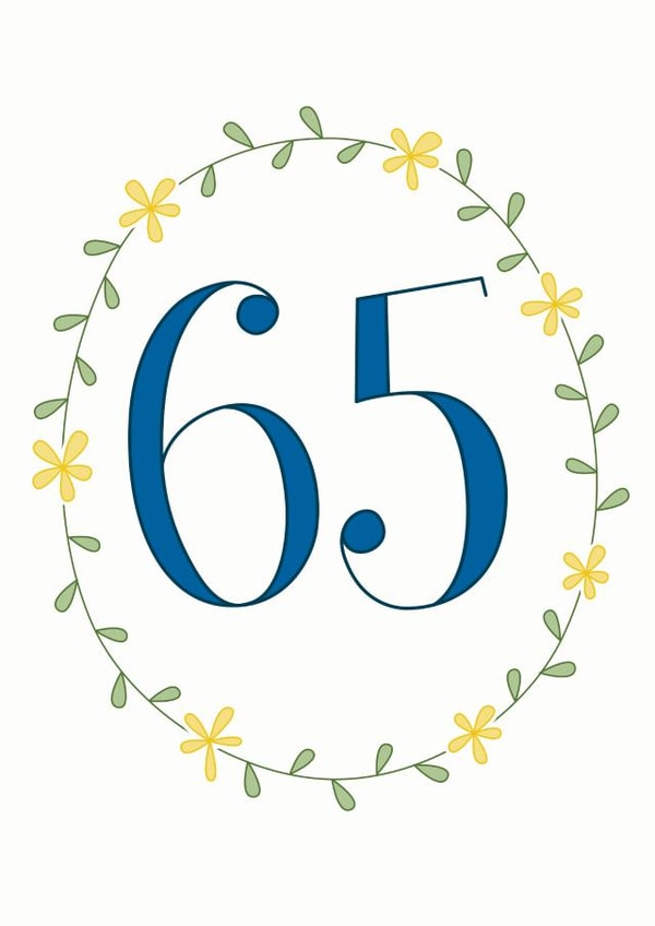Classic Birthday Card - 65th - Flowers created by Sweetpea Print Design