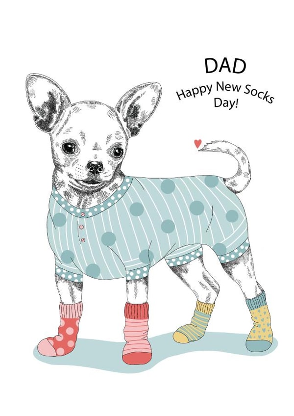 socks dad Father's Day Card 30761 created by Dotty Dog Art