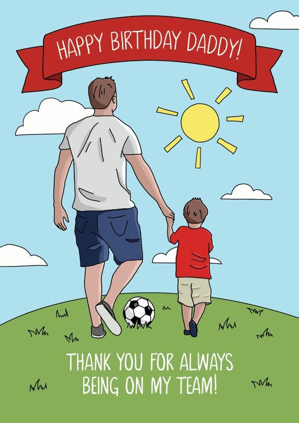 Cute football Daddy Birthday card created by Evie Garnett Designs