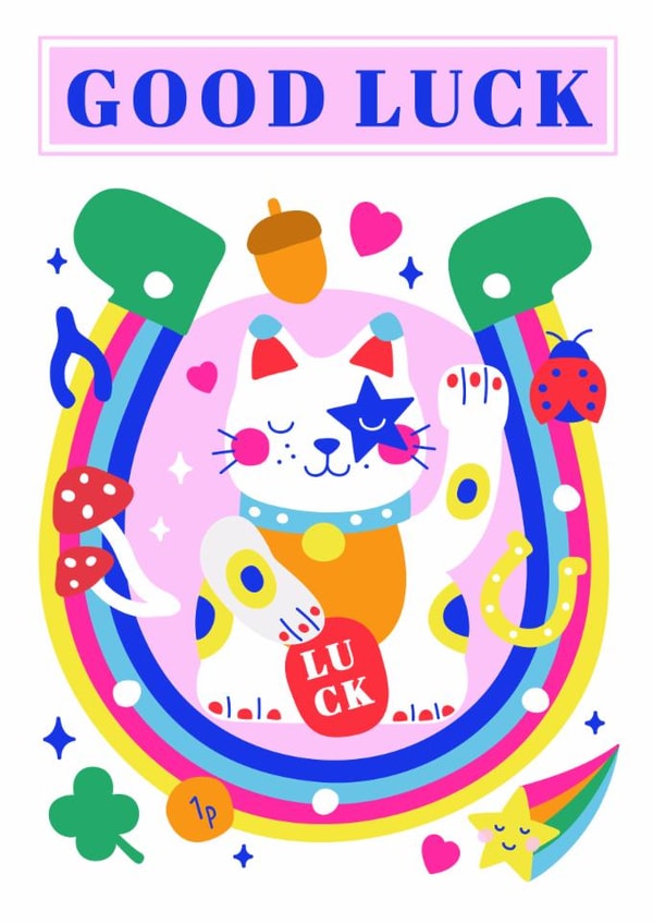 Good Luck Colourful Cat Card created by Creative Joy