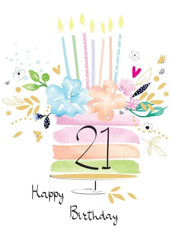 21st Floral Birthday Cake Card created by SABIVO Design by Sabina