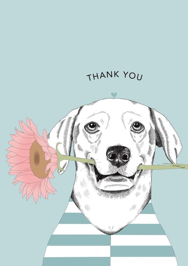 flower dog Thank You Card 8323 created by Dotty Dog Art