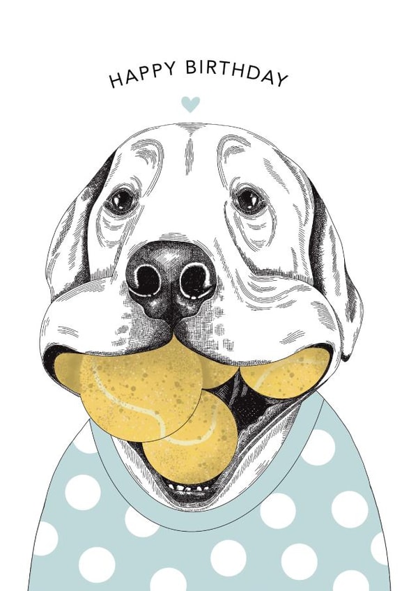 dog balls Birthday Card 8330 created by Dotty Dog Art