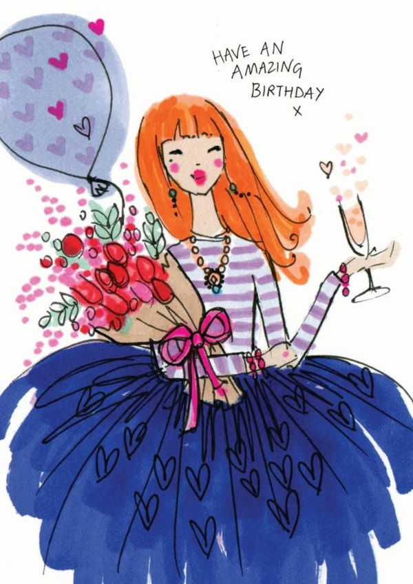 prosecco flowers Birthday Card 19101 created by Miss Magpie Fashion Spy