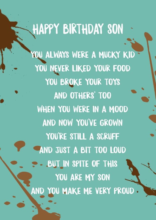 Son poem Birthday Card 17918 created by Jenny Bowman