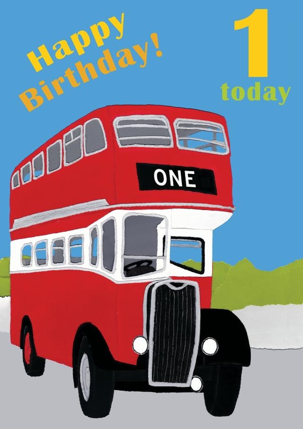 Age 1 Birthday Bus Card created by lovetractors