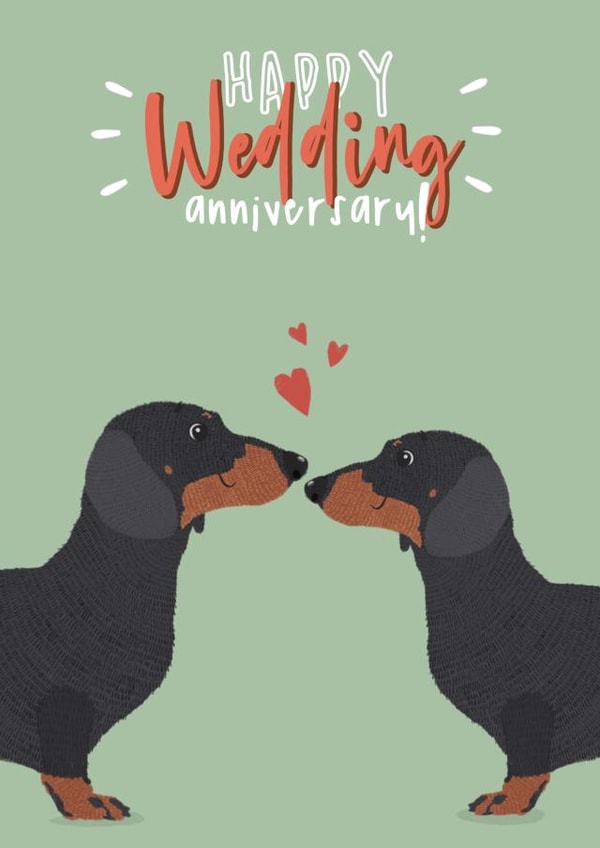 Sausage dog dachshund Anniversary Card 17761 created by Lily and Daisy