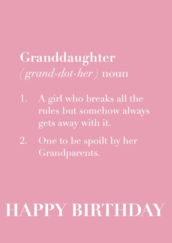 The definition of a Granddaughter birthday card created by SnailMail
