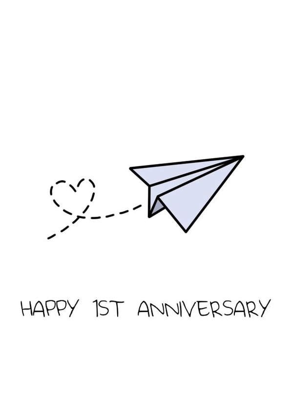 Cute Paper Anniversary Card - 1 Year - Paper Plane - Happy 1st Anniversary created by ifandwhenprints