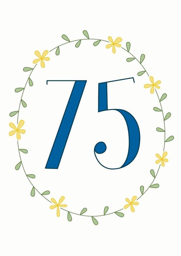 Classic Birthday Card - 75th - Flowers created by Sweetpea Print Design