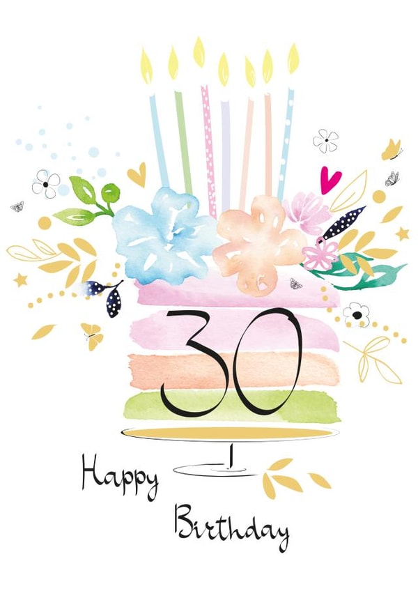 30th Floral Birthday Cake Card  created by SABIVO Design by Sabina
