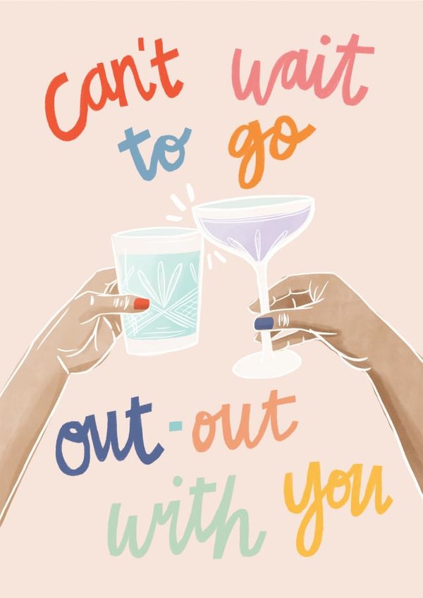 Fun Birthday Card - Alcohol - Cocktails - Out Out created by By Beck