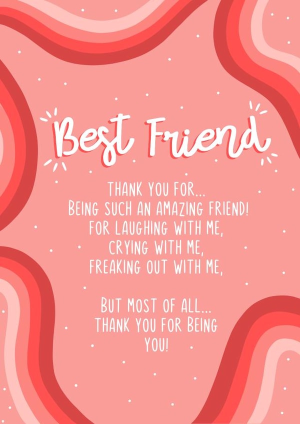 Best Friend Thank you Love & Friendship Card 18902 created by Ffion Morgan