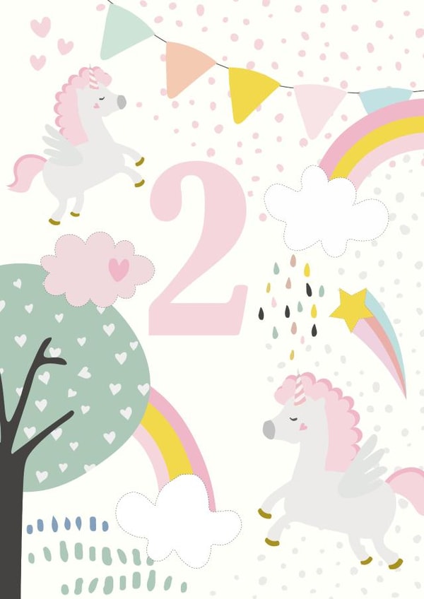 unicorns rainbows Birthday Card 11033 created by AK Designs