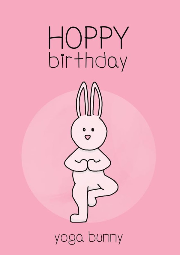 yoga bunny Birthday Card 17965 created by Bev O'Connor || @oconnordesign