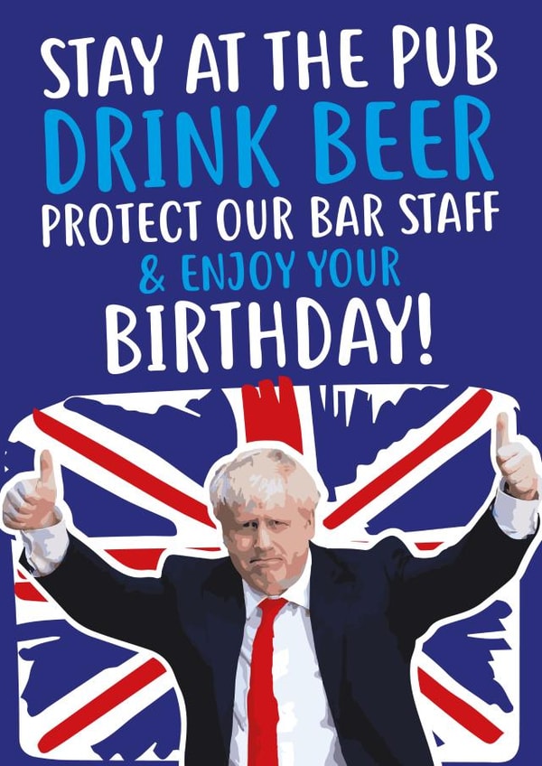 Drink beer, protect our bar staff birthday card created by @linesbehind