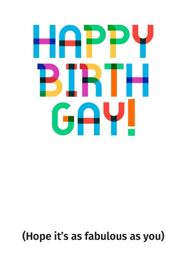 gay fabulous Birthday Card 19291 created by POP FIZZ