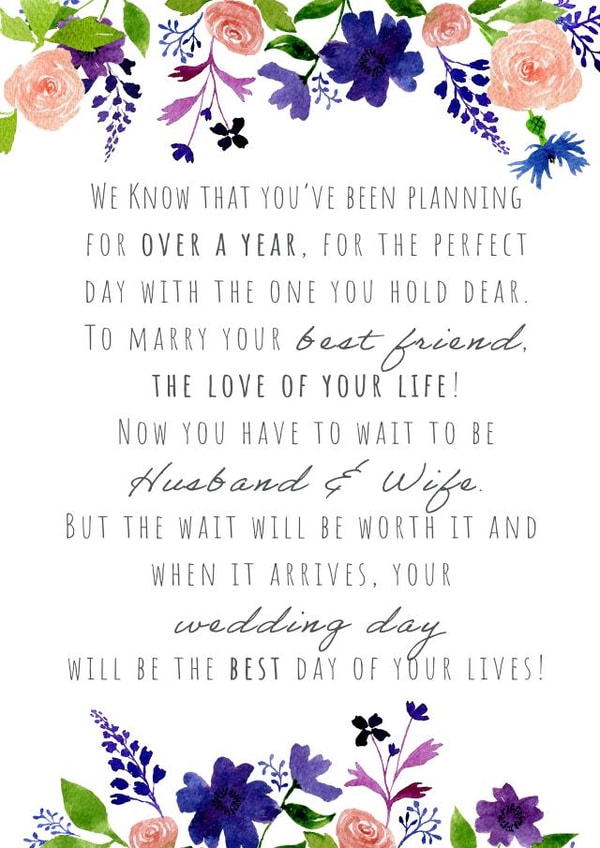 Blue and pink floral wedding card created by Ami Webster