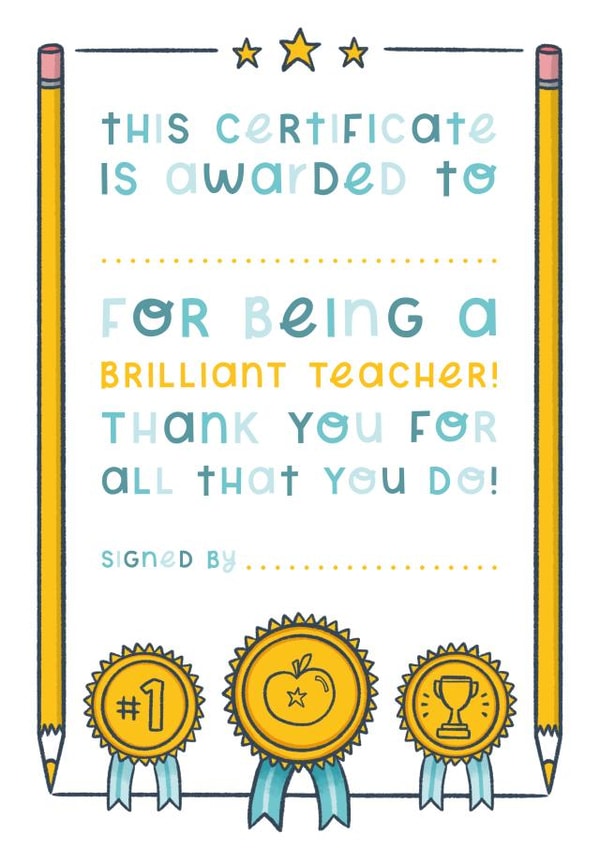 Brilliant Teacher Award Card created by Joanne Hawker