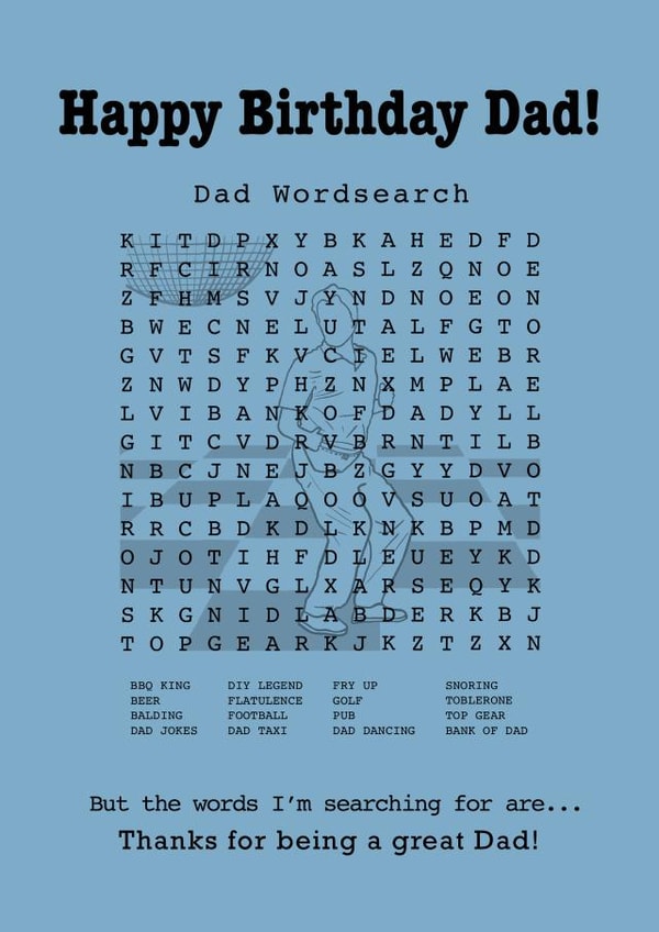Dad Wordsearch Birthday Card created by Funnilyenough