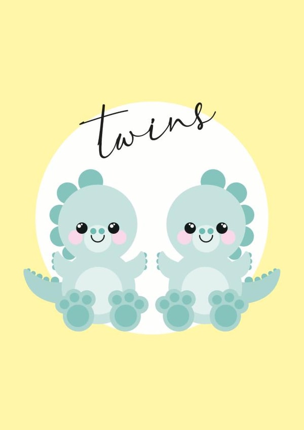 twins dinosaur New Baby Card 10490 created by Rulu