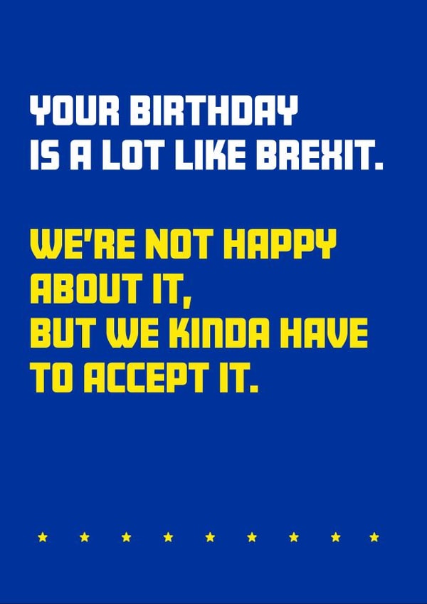 brexit EU Birthday Card 19498 created by Fidler's Thoughts
