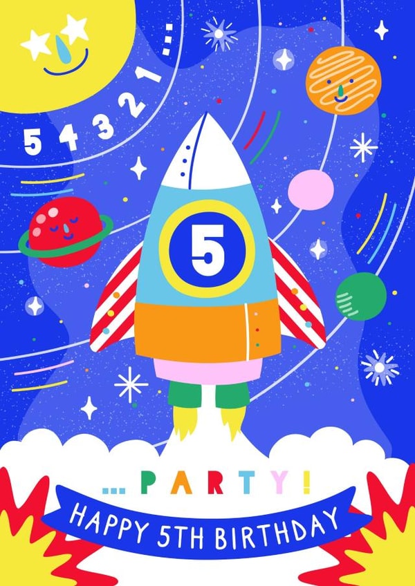 Happy 5th Birthday Rocket & Space Card created by Creative Joy