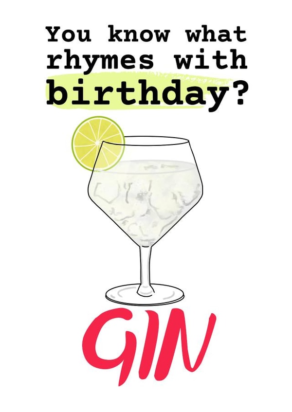 Funny gin birthday card created by suzcreate
