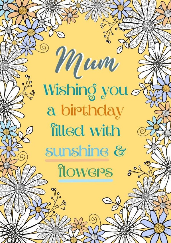 Sunshine and flowers mum birthday card created by Rebecca Handy