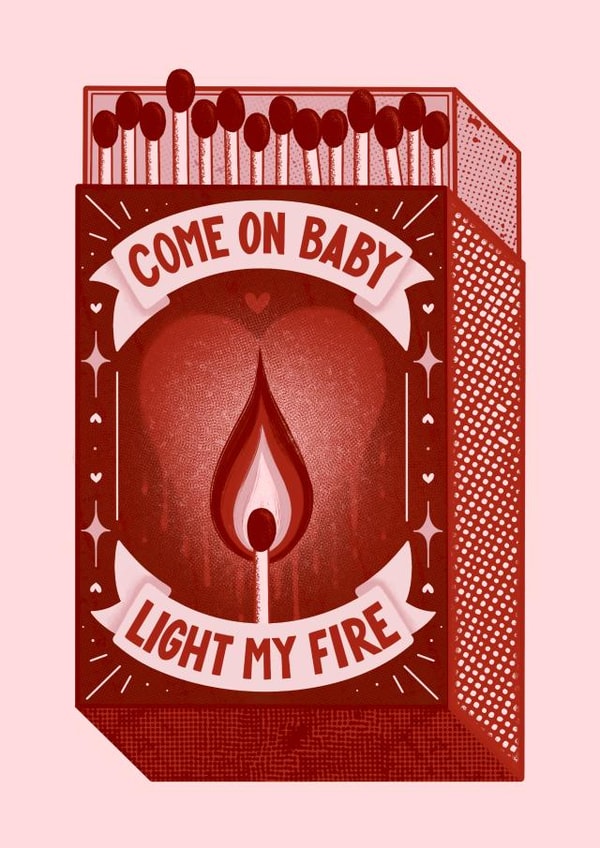 Cute Valentine’s Card for partner - matchbox - light my fire created by Elf Paper Co