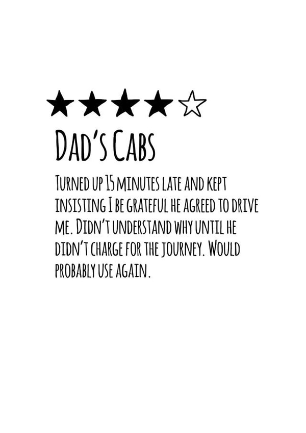 4 star Dad's cab created by Daniella Illustrates 