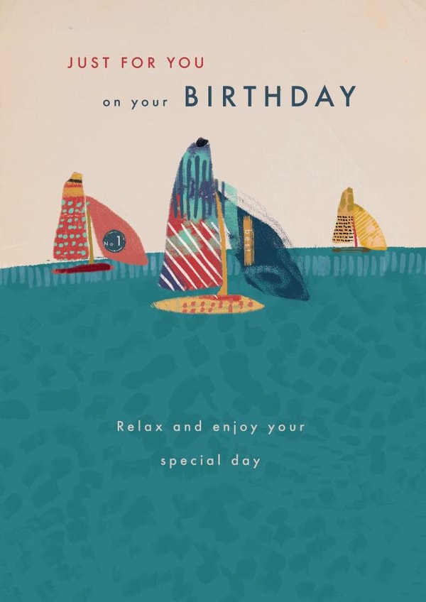 Classic Birthday Card - For Him - Boats - Arty created by Rebecca Prinn