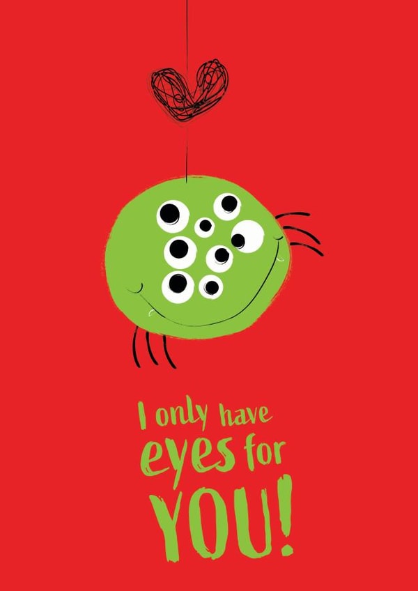 monster googly Valentines Day Card 37138 created by Iain Kelly illustration