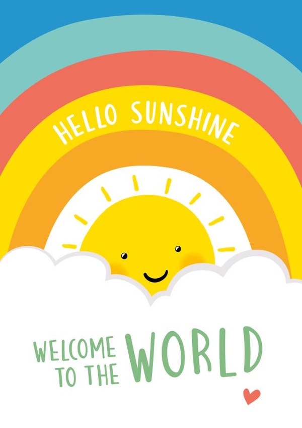 Hello Sunshine New Baby Card - Baby Boy - Baby Girl created by Macie Dot Doodles