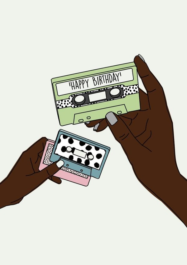 cassette tape retro Birthday Card 19622 created by Time With Rebecca