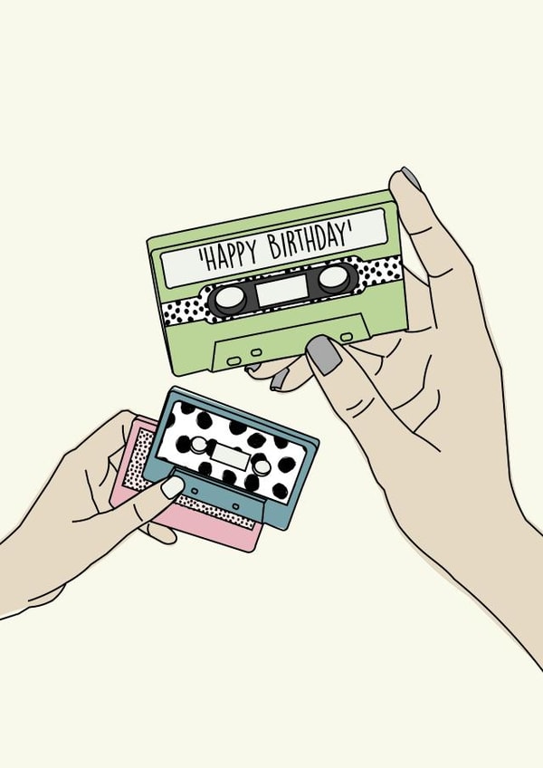 cassette tape retro Birthday Card 19623 created by Time With Rebecca