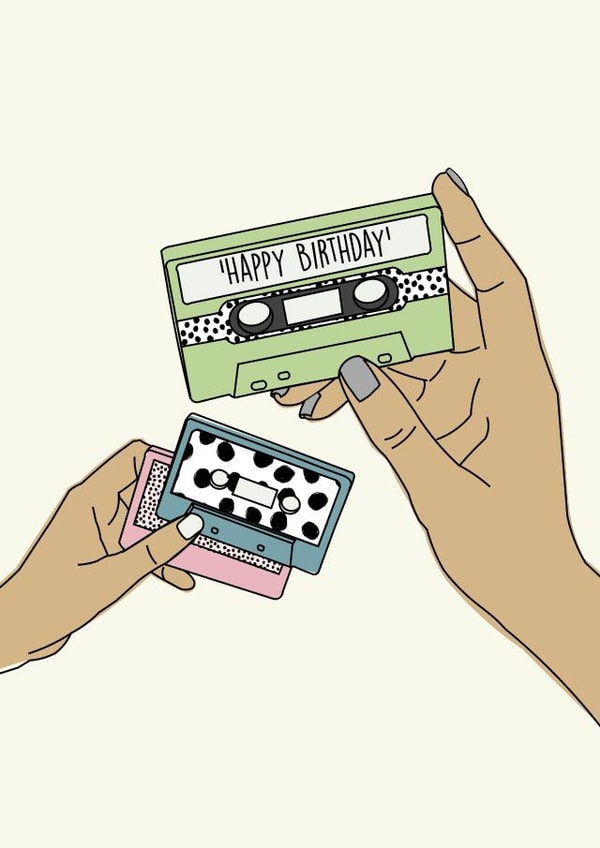 cassette tape retro Birthday Card 19624 created by Time With Rebecca