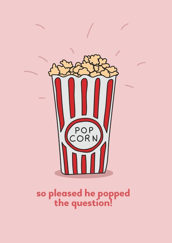 So pleased he popped the question - Punny engagement card created by Love Gemma & Co