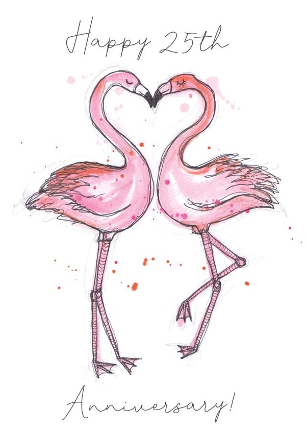 Pretty Flamingo Anniversary Card - 25 Years - Happy 25th Anniversary created by Shiv Makes Things
