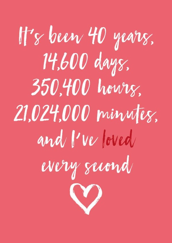 40 years loved every second Anniversary Card 14332 created by Dottie Mottie