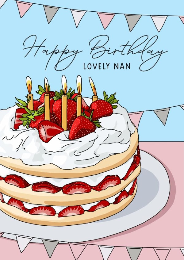 Strawberry cake Birthday card for Nan created by Evie Garnett Designs