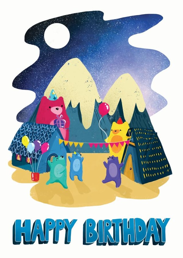 mountains bear Birthday Card 19512 created by Hannah Garland Illustration