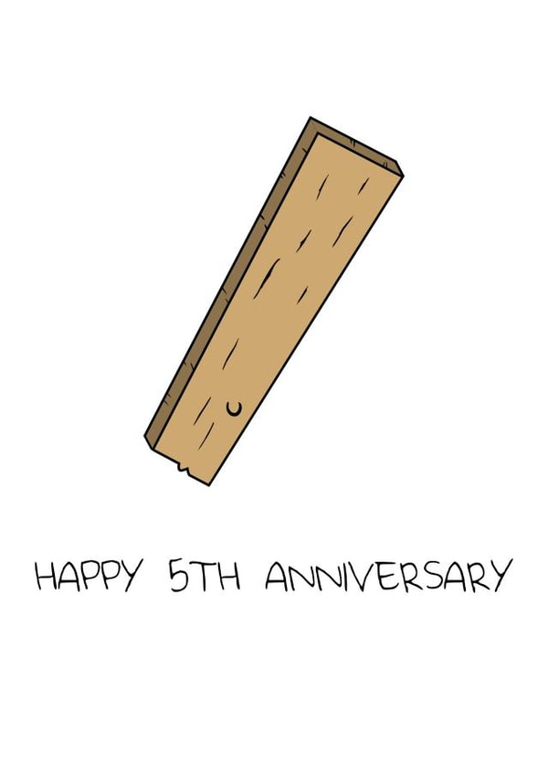Funny Wood Anniversary Card - 5 Years - Happy 5th Anniversary created by ifandwhenprints