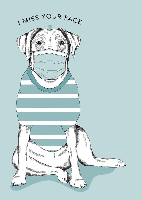 face mask dog Love & Friendship Card 30764 created by Dotty Dog Art