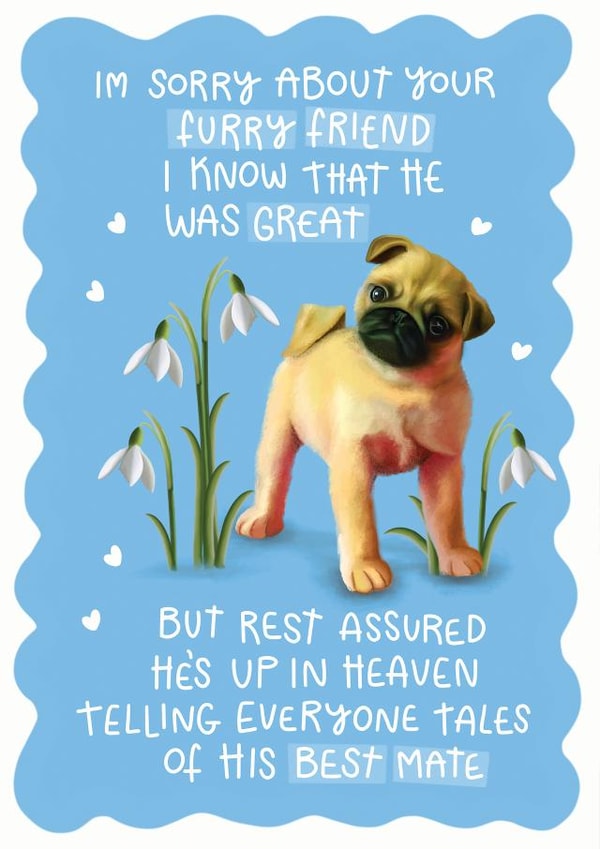 Pet bereveament card created by Hot Dog greetings