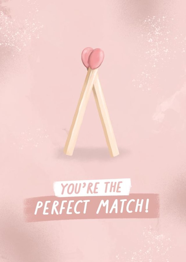 Cute Match Stick Pun Anniversary / Wedding Card - You're The Perfect Match created by @thats.canny