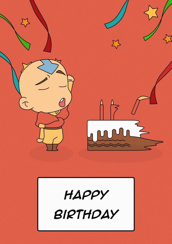 Cute Birthday Card - Avatar - Aang created by Rishi