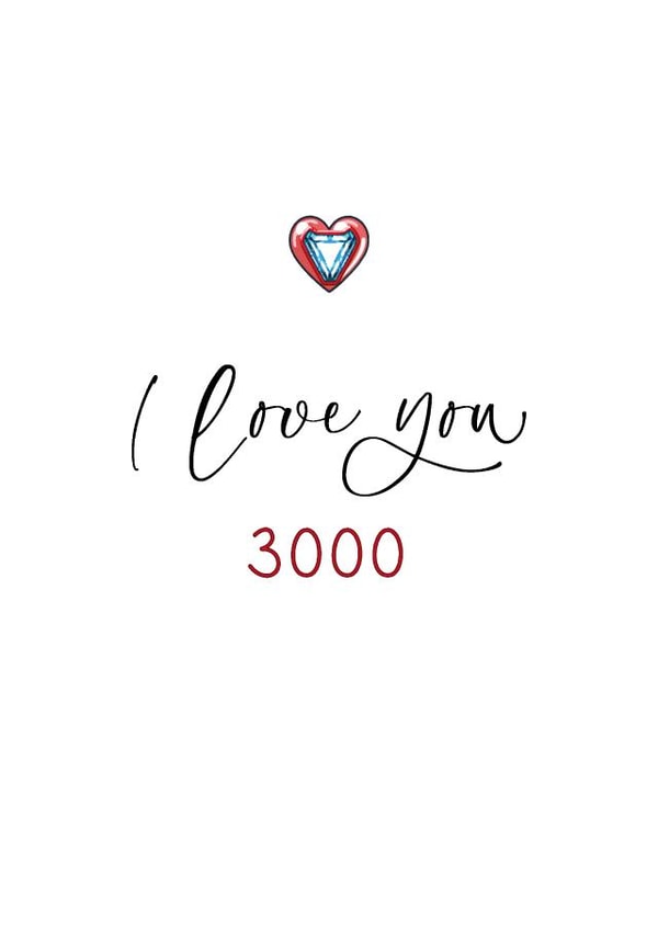 Cute Typography Anniversary Card / Valentines Day Card - I Love You 3000 created by The Write Girl Calligraphy